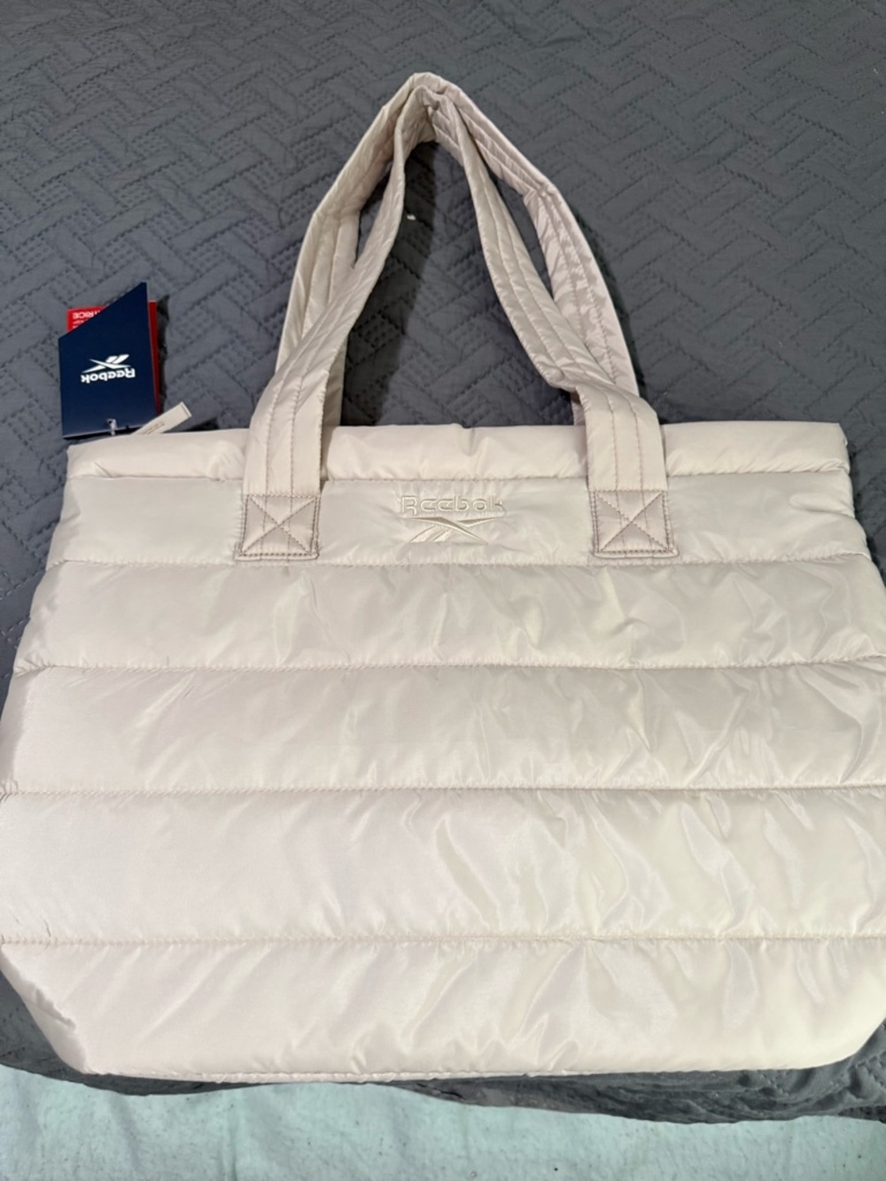 Reebok Quilted Puffer Tote in Light Beige - Picture 3 of 5